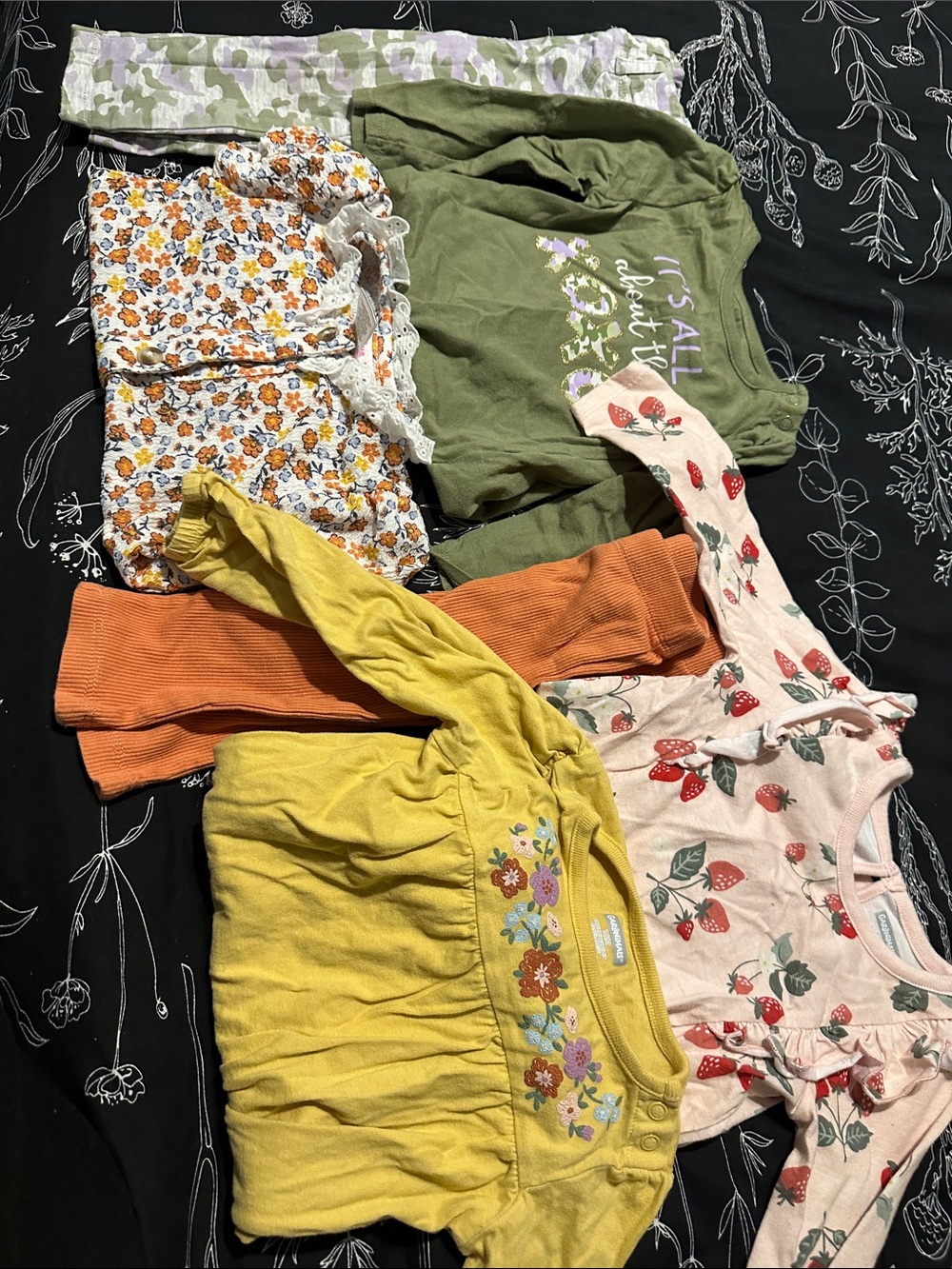 Carter's Yellow Floral Ruffled Long-Sleeve Top for Kids
